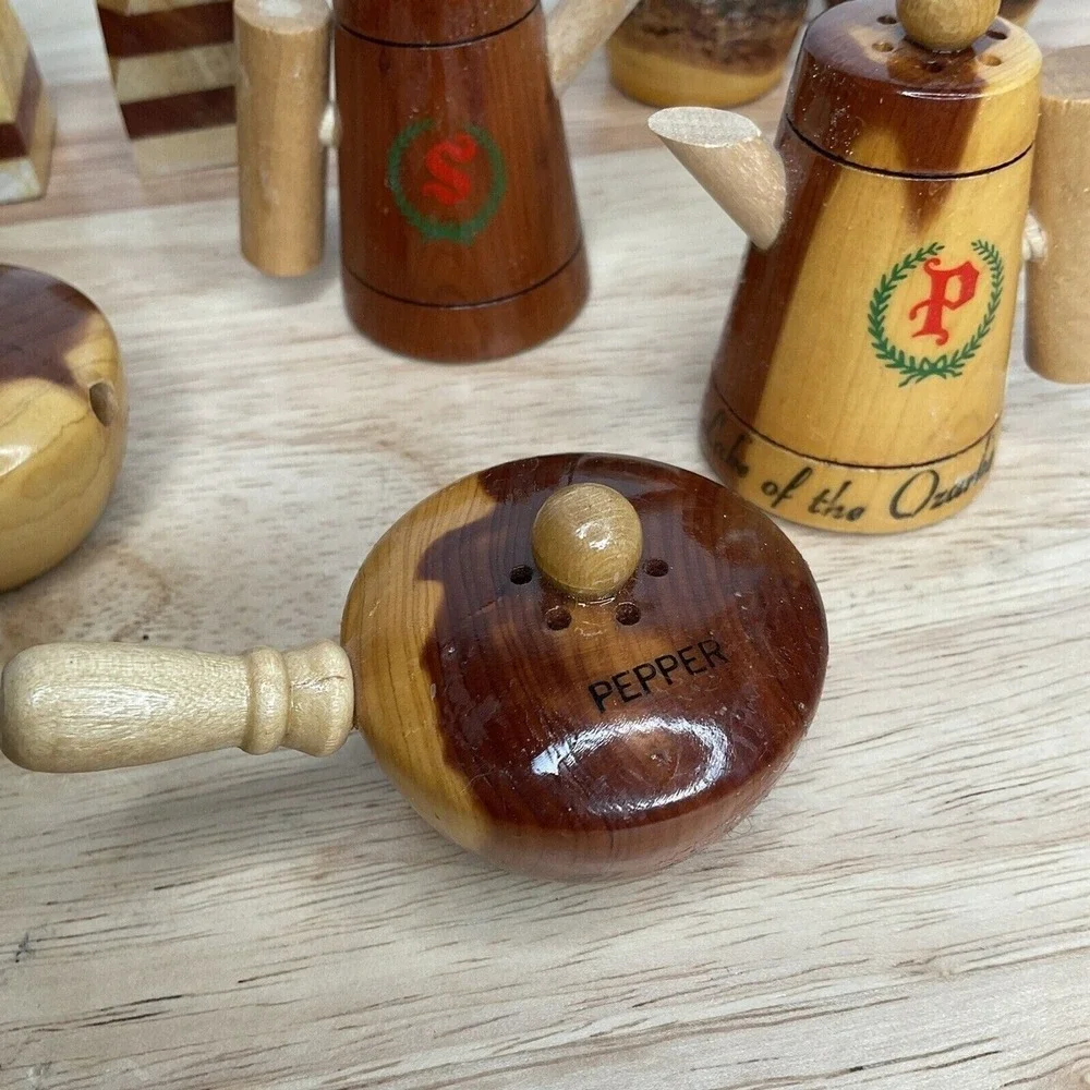 VTG‎ Handmade Lassen Volcanic National Park Lot 8 Salt Pepper Shakers USA Wooden